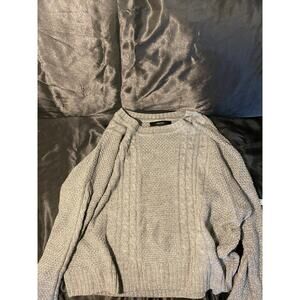 Forever 21 Women's Cropped, Knitted Oversized Sweater, Grey Size Medium